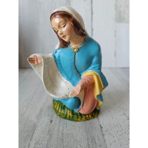 Vintage fontanini paper mache Virgin Mary nativity village Xmas religious decor - Picture 2 of 10